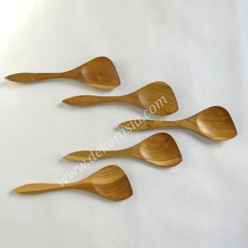 Teak Wood Unique Style Wooden Rice Ladle Spoon - 10.7 inches length